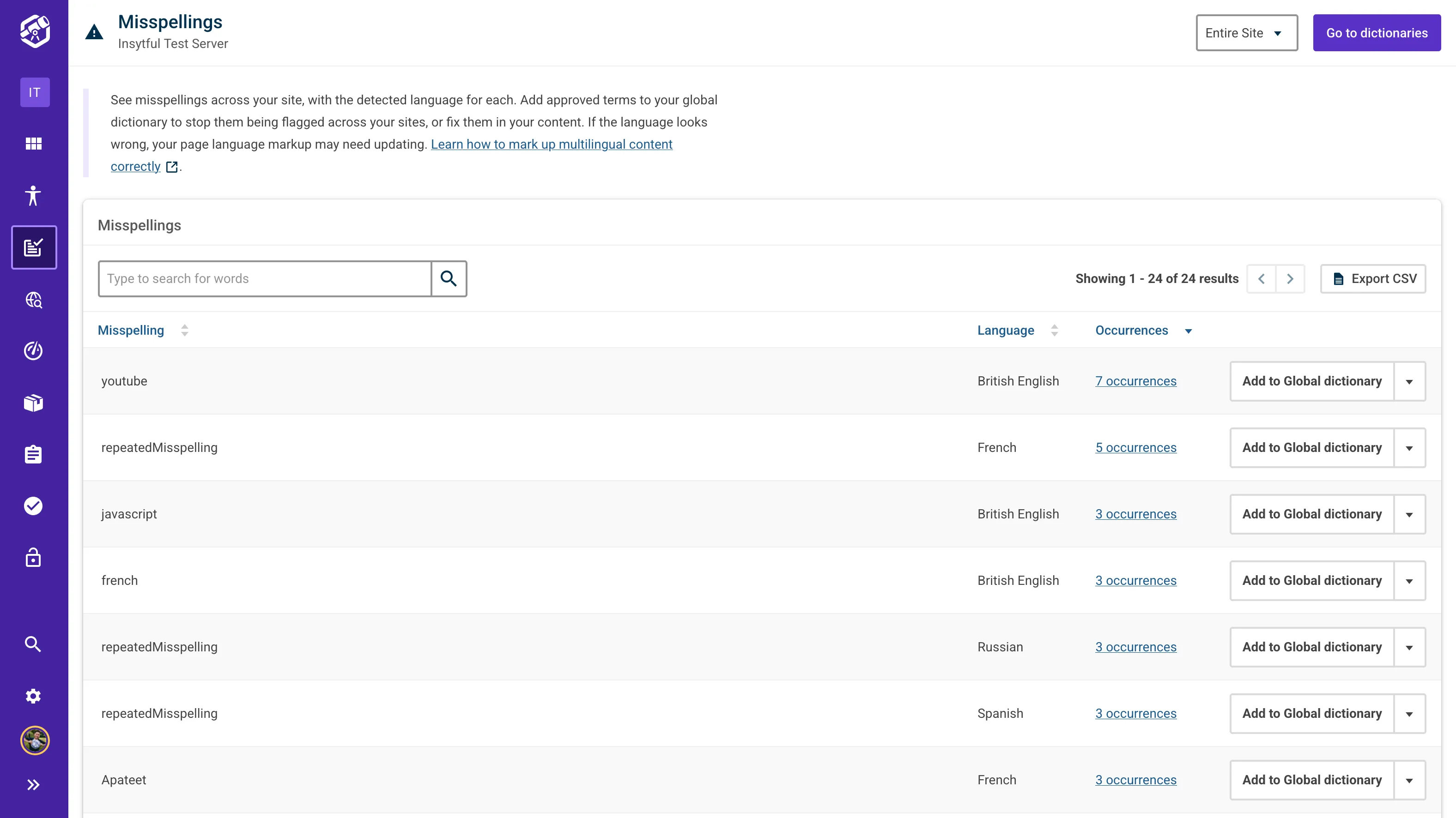 The new export button visible on the search card on list pages.