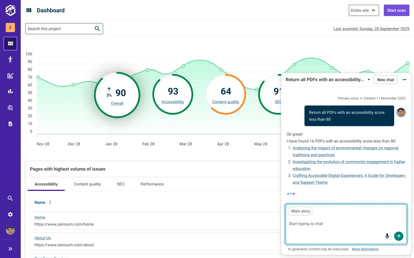 The conversational AI search chatbot shown in the Insytful UI.