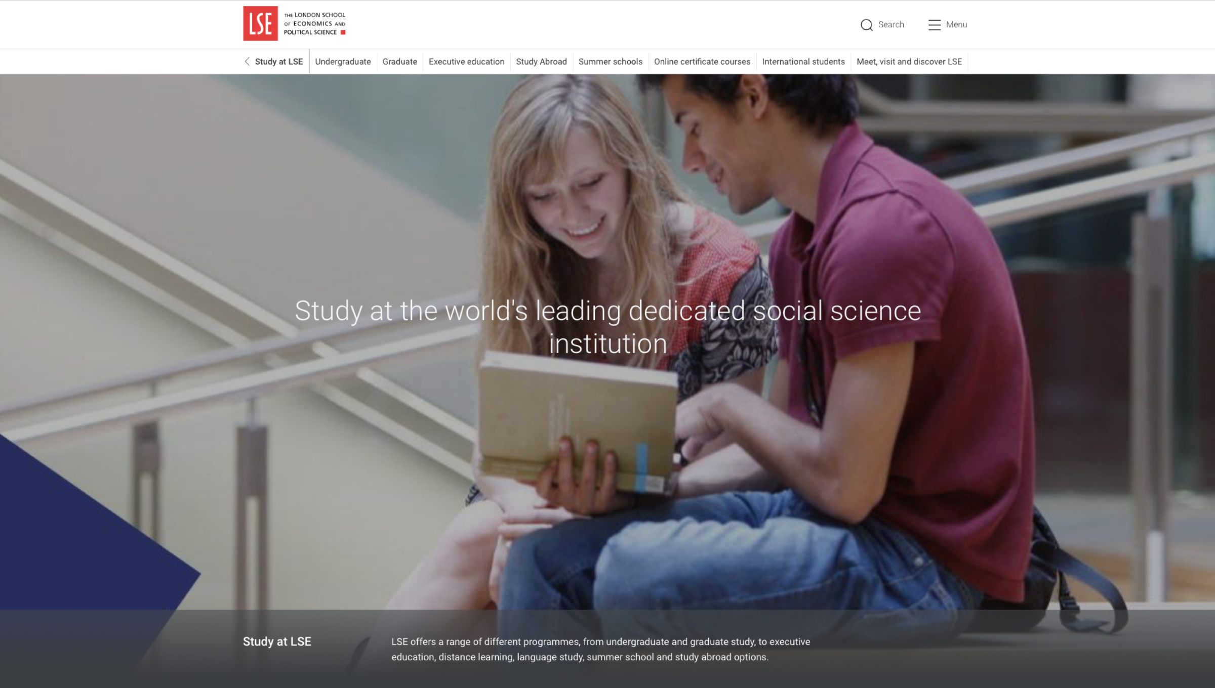 The London School of Economics and Political Sciences (LSE) website homepage