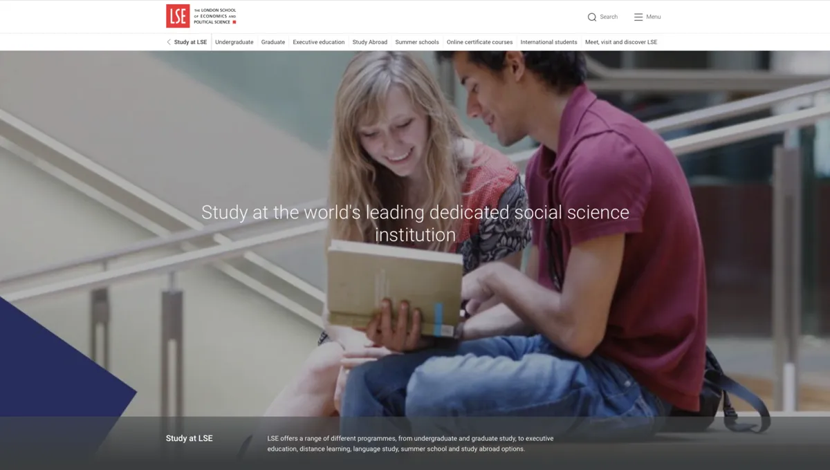 The London School of Economics and Political Sciences (LSE) website homepage