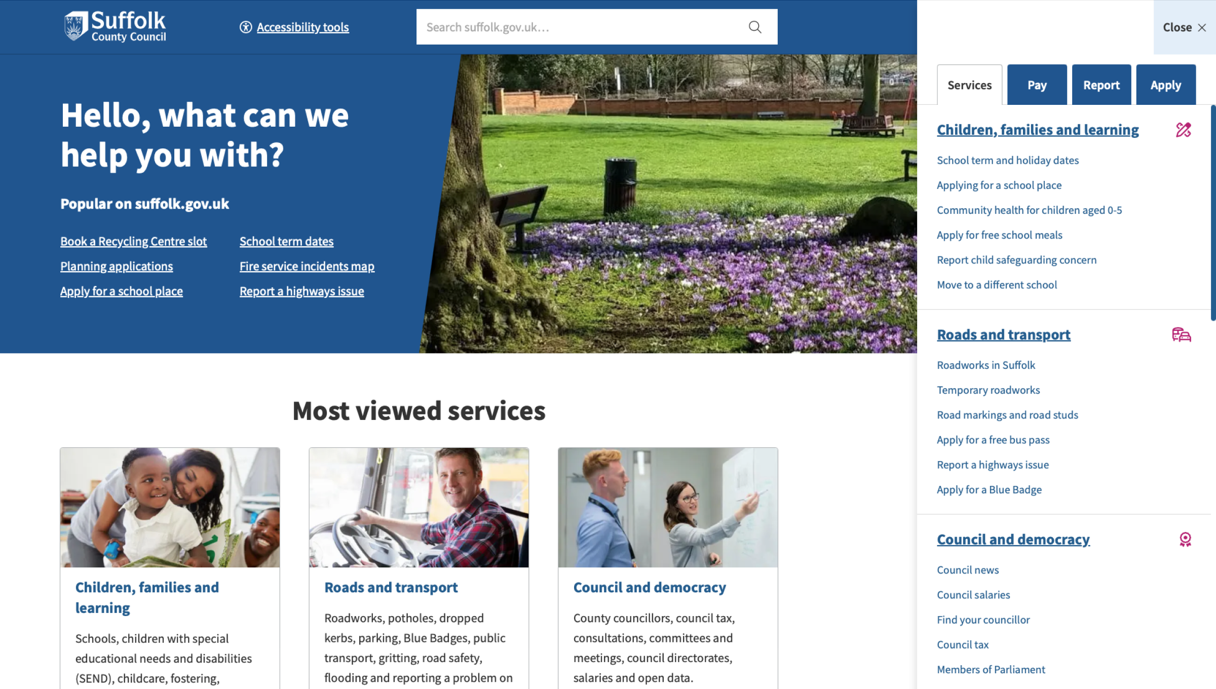 Suffolk County Council website homepage