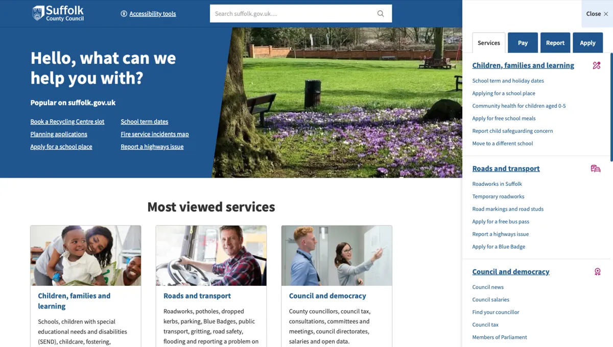 Suffolk County Council website homepage
