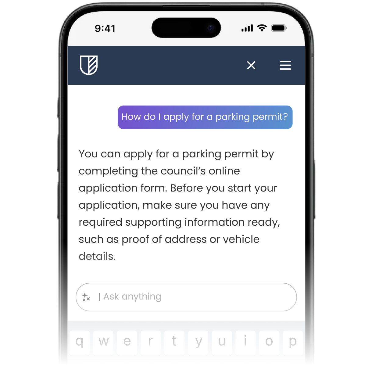 Insytful AI Search in use on a mobile council website.